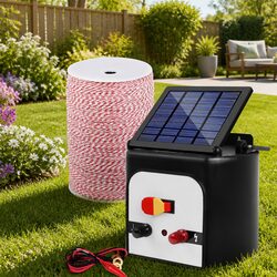 Solar Electric Fence Energiser 8KM Livestock Pet Farm Fencing Poly Wire Kit
