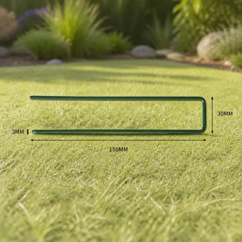 Synthetic Grass Pins U-Shape Durable Steel Green 50 Piece