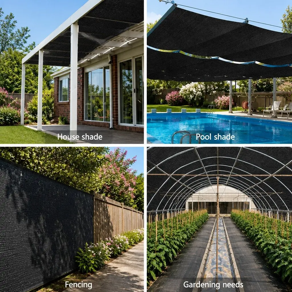 Shade Cloth 90% Block UV-Stabilised 1.83m x 10m Black HPDE Knitted Fabric Garden Outdoor Sunshade