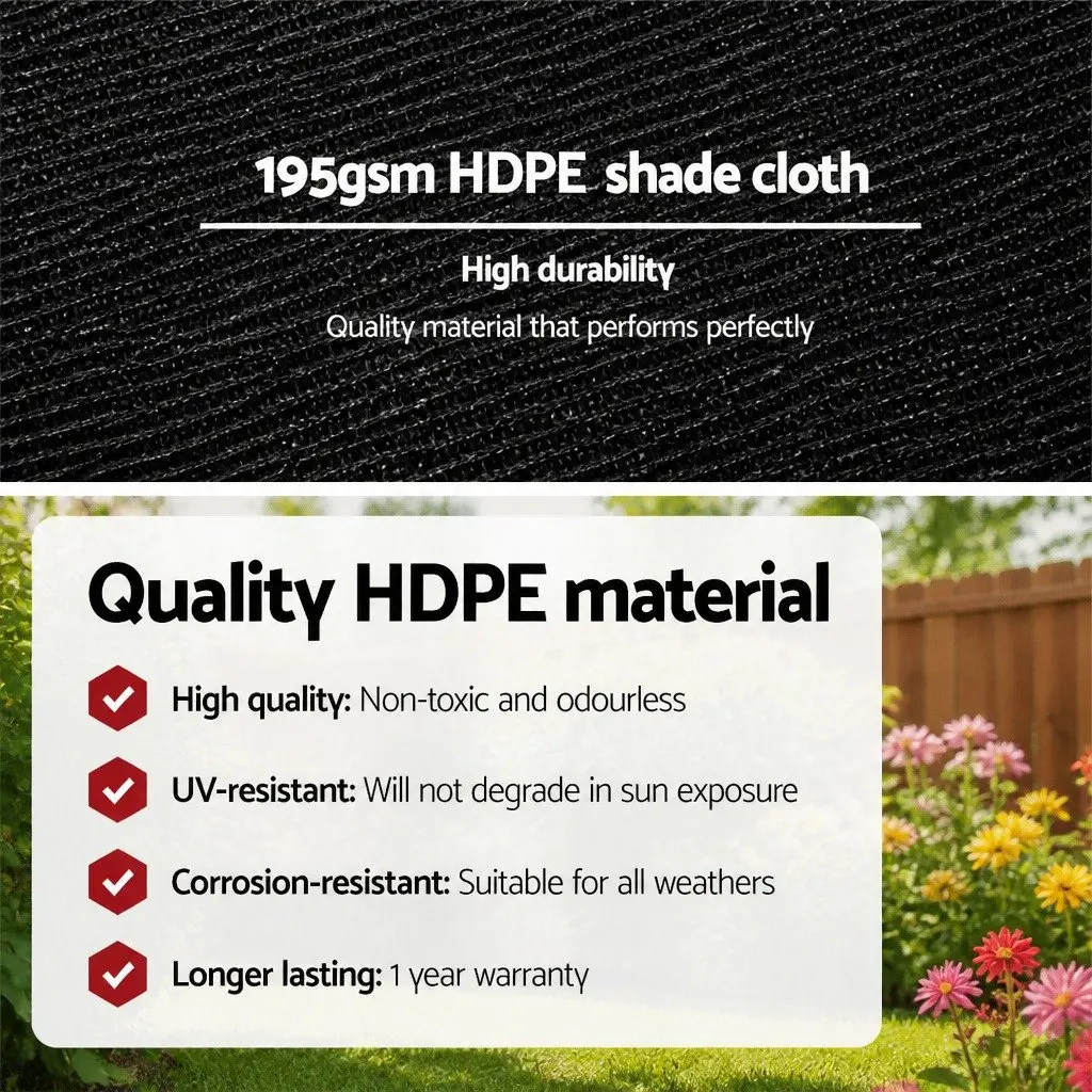 Shade Cloth 90% Block UV-Stabilised 1.83m x 10m Black HPDE Knitted Fabric Garden Outdoor Sunshade