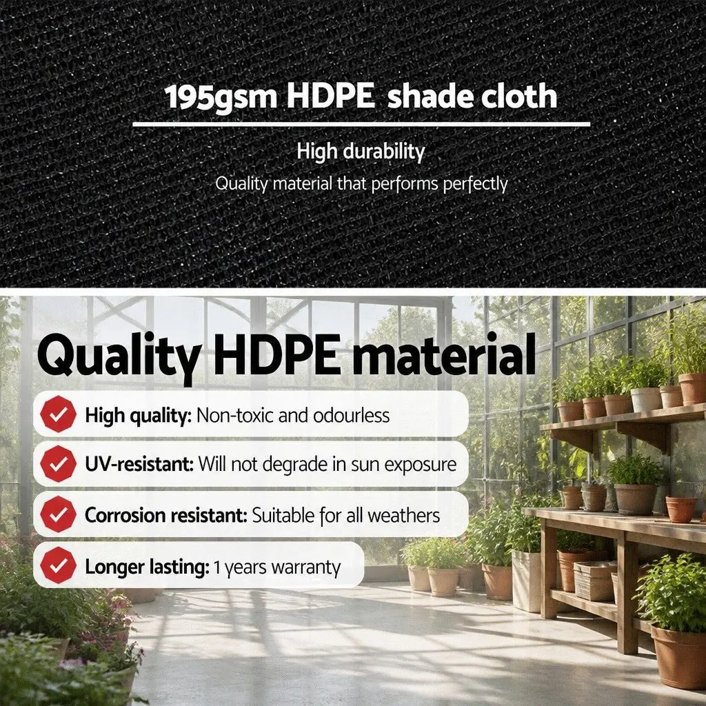 Shade Cloth Heavy Duty UV-Stabilized HPDE Knitted Fabric 1.83x30m Black 90% Shade Block