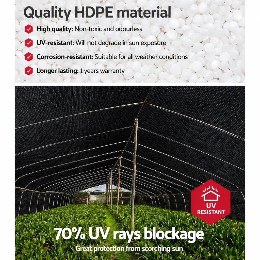 Shade Cloth 70% UV-Stabilized Black 1.83m x 50m Heavy Duty Garden Mesh