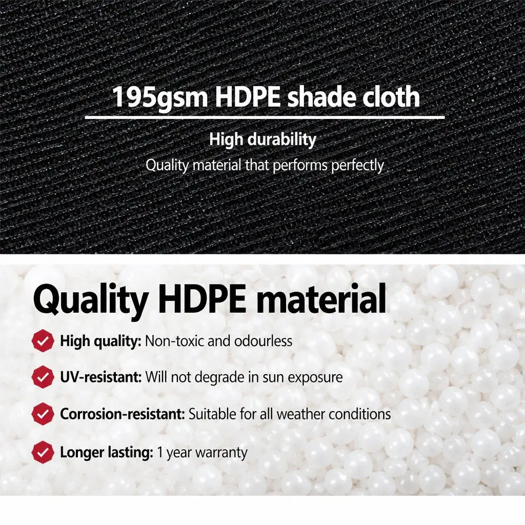 Shade Cloth Heavy Duty UV-Stabilised 3.66m x 10m Black Garden Outdoor
