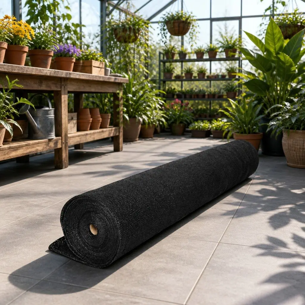 Shade Cloth 50% UV Block Heavy Duty 3.66x20m Black Knitted Fabric