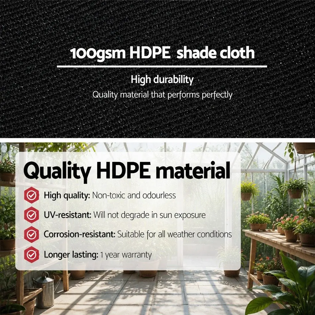 Shade Cloth 50% UV Block Heavy Duty 3.66x20m Black Knitted Fabric
