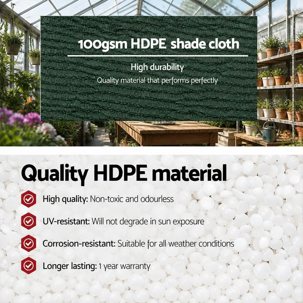 Shade Cloth 50% UV Block 3.66m x 20m Green Heavy Duty Garden Greenhouse