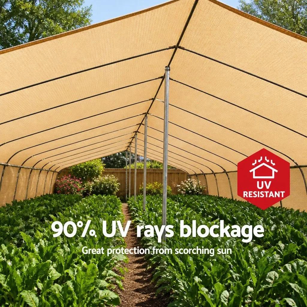Shade Cloth 90% UV Block Heavy Duty Knitted Fabric 3.66x20m Beige Sunshade