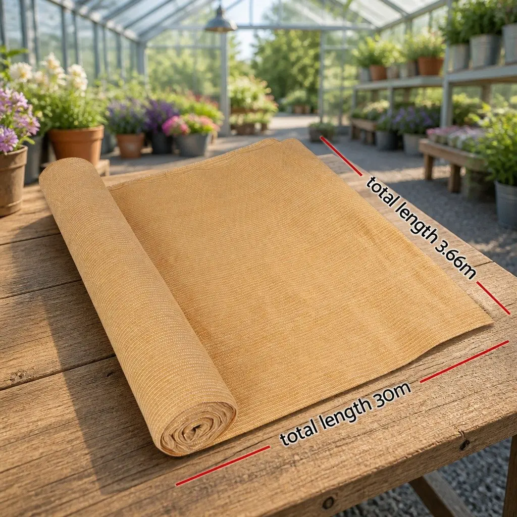 Shade Cloth 70% UV Block Heavy Duty 3.66m x 30m Beige HPDE Mono-tape Knitted Fabric