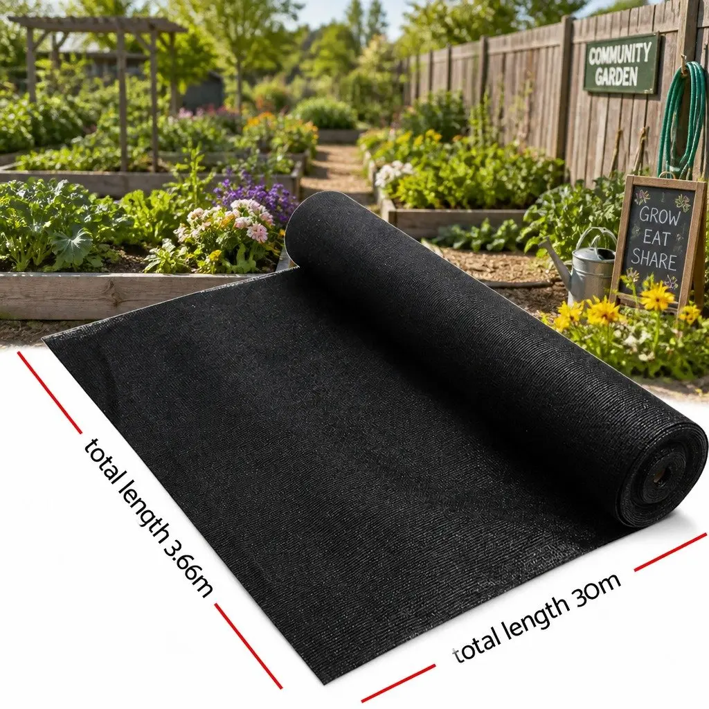 Shade Cloth 70% UV Block Heavy Duty 3.66x30m Black Knitted Garden Mesh Roll