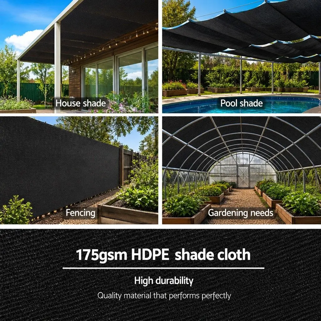 Shade Cloth 70% UV Block Heavy Duty 3.66x30m Black Knitted Garden Mesh Roll