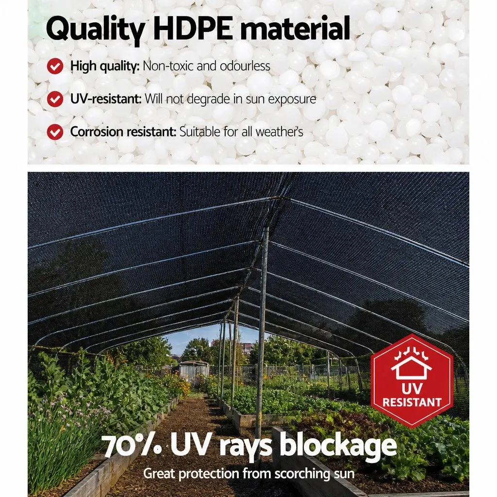 Shade Cloth 70% UV Block Heavy Duty 3.66x30m Black Knitted Garden Mesh Roll