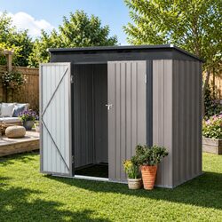 Garden Shed 1.95x1.31M Outdoor Storage Steel Workshop Double Door Tool House