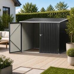 Garden Shed Outdoor Storage Tool Workshop Shelter 2.06x1.96M Double Door Black