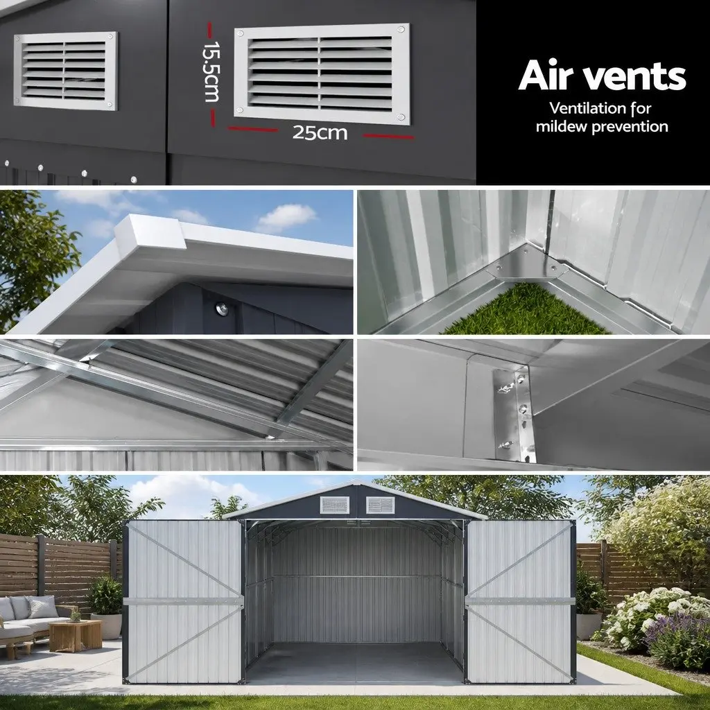 Garden Shed Outdoor Storage Workshop 3x5.38M Grey Steel