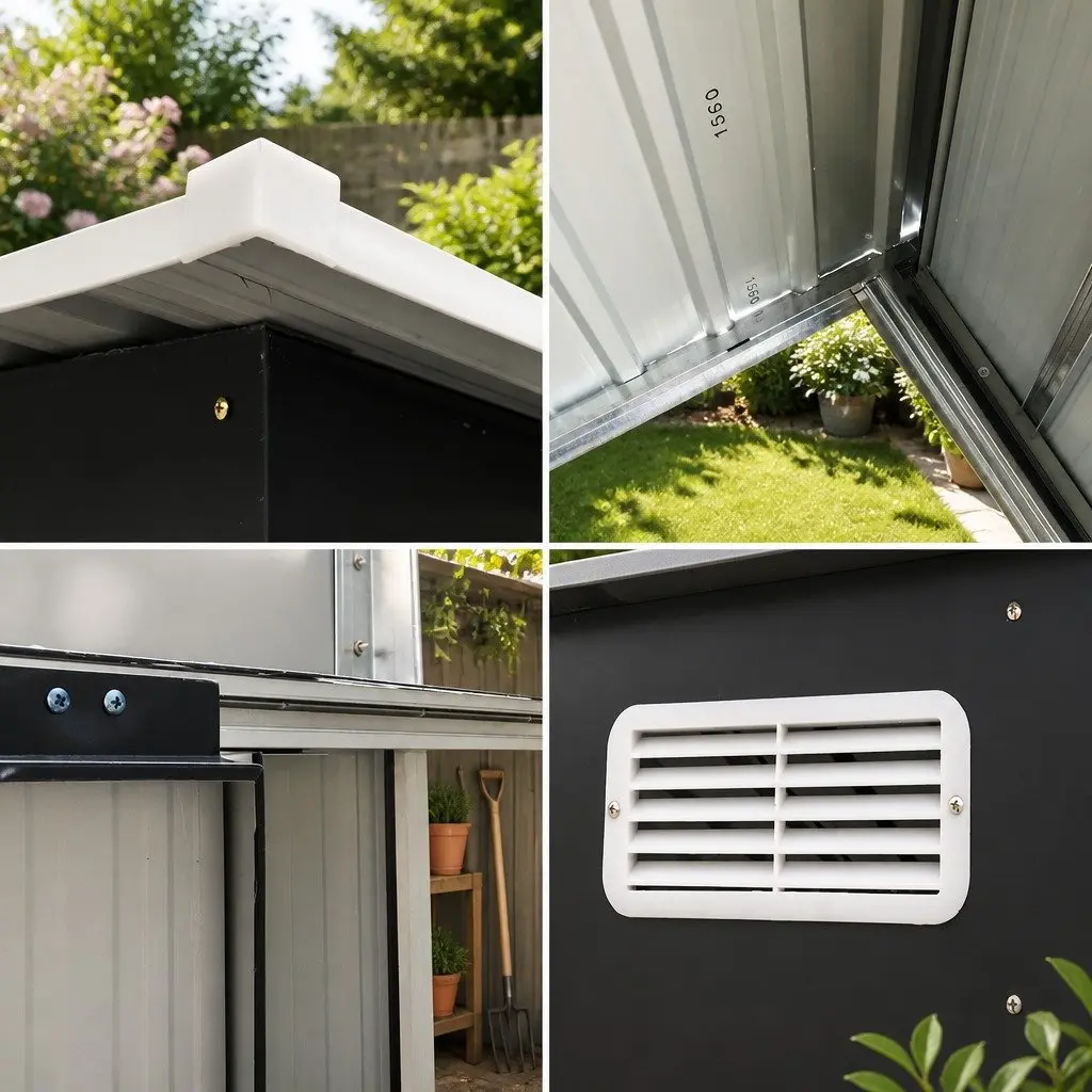 Garden Shed Metal Base Outdoor Storage Workshop 2.6x3.9M Grey