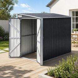Garden Shed 118x238cm Lean To Bike Shelter Backyard Outdoor Storage Black
