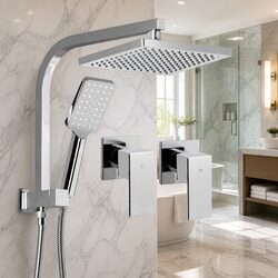 8 Inch Rain Shower Head Set with Handheld Spray Mixer Tap Chrome Bathroom
