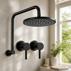 9 Inch Rain Overhead Shower Head Wall Swivel Bathroom Tap Black Rainfall