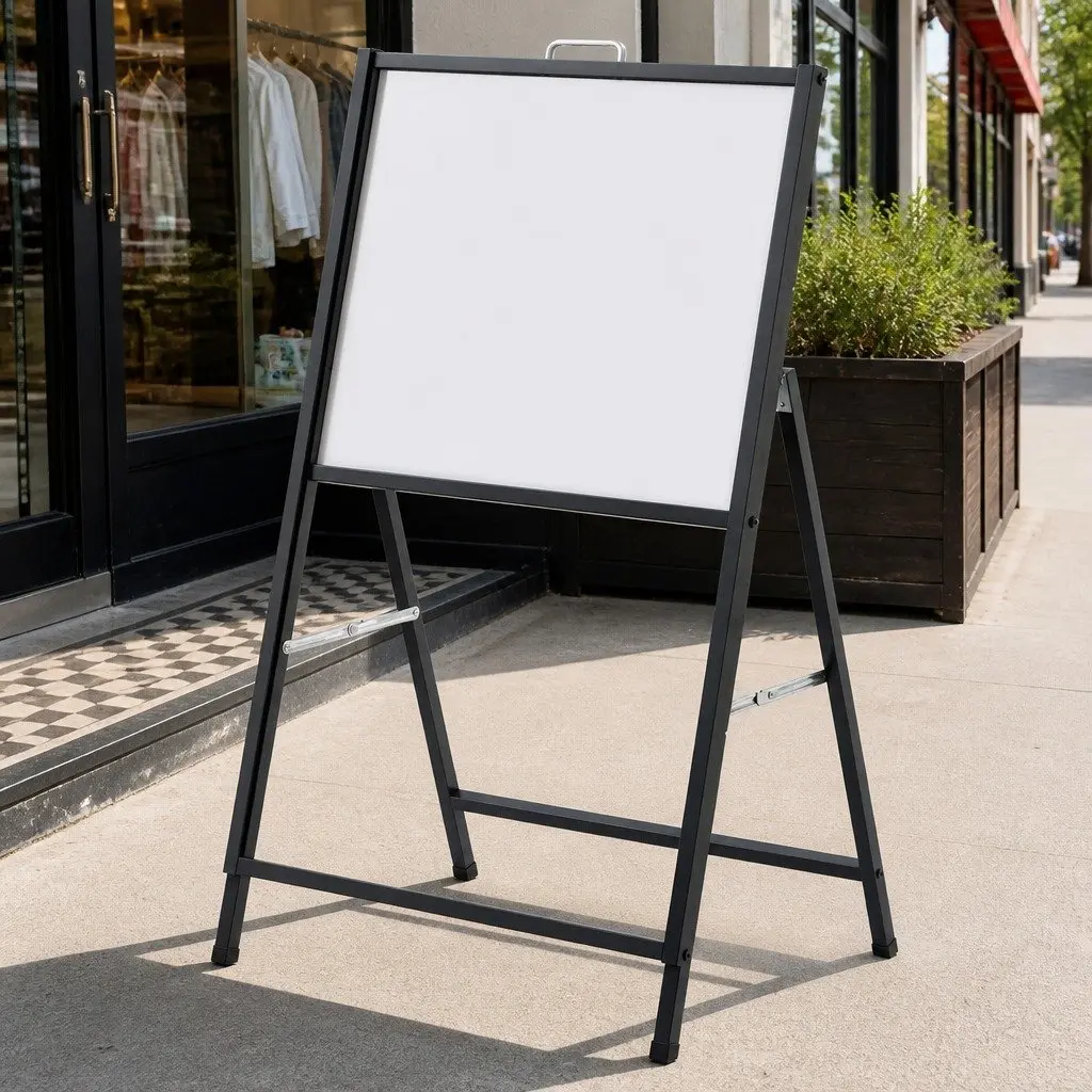 A1 Frame Sign Stand Heavy-duty Steel Single Sided Outdoor Advertising Display Black