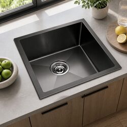 Kitchen Sink 51x45cm Stainless Steel Single Bowl Black Drop-in Flush Mount