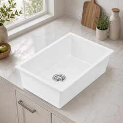 White Granite Stone Kitchen Sink 70x45cm Single Bowl Undermount Flush Drop In