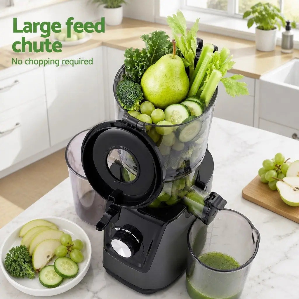 Cold Press Slow Juicer 200W Large Feed Hopper Black