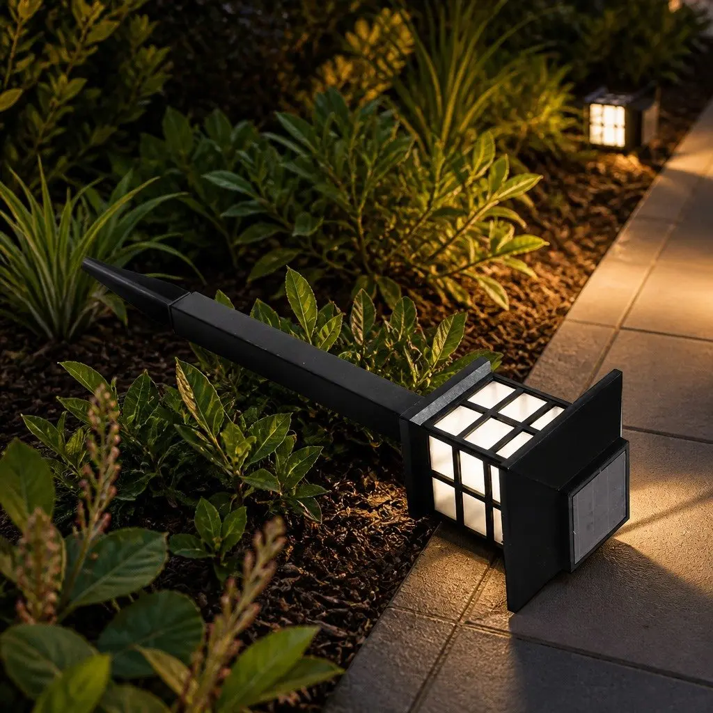 Solar Powered Landscape Lights 12 LED Set Outdoor Garden Pathway Lighting Cool White