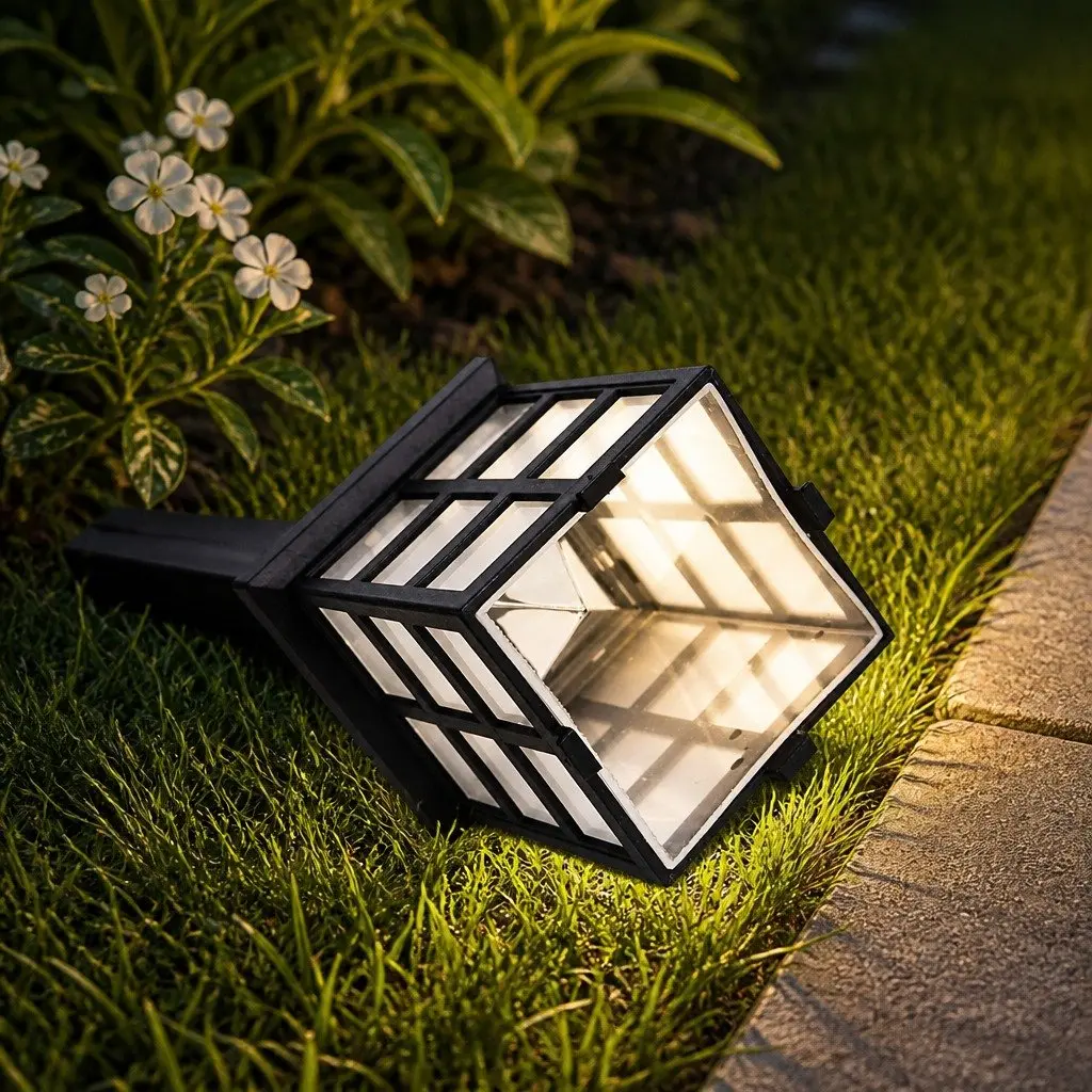Solar Powered Landscape Lights 12 LED Set Outdoor Garden Pathway Lighting Cool White
