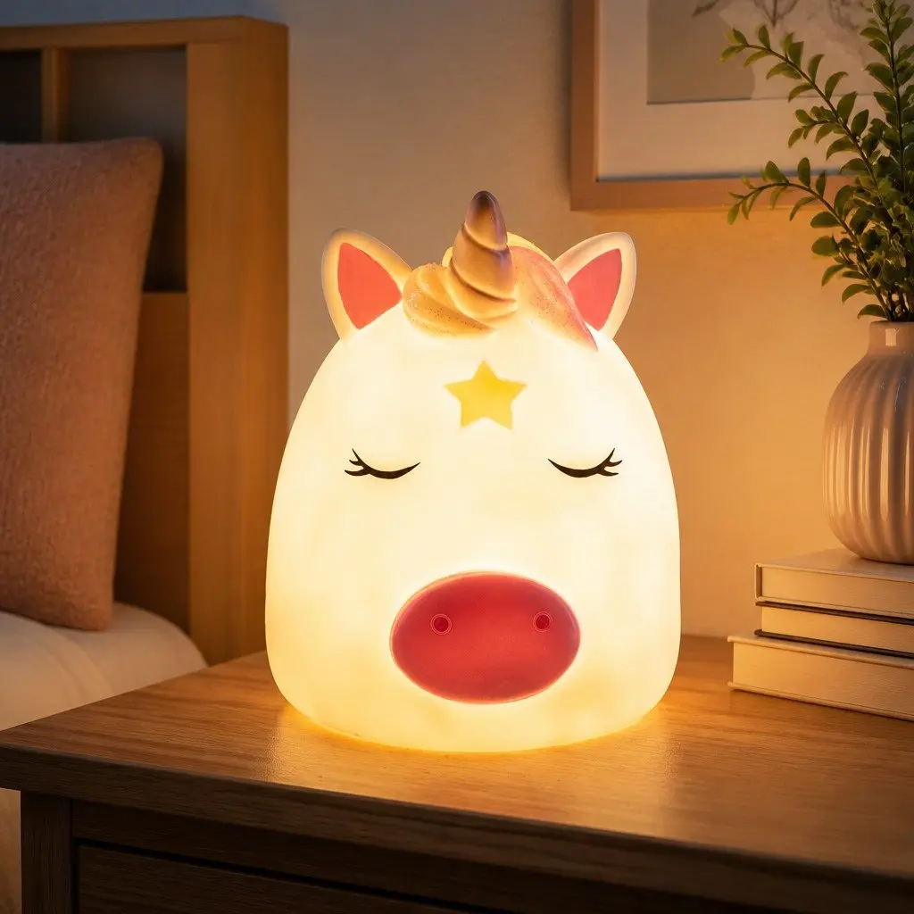 Unicorn Table Lamp Kids Bedroom Night Light Soft Warm LED Cosy Decorative