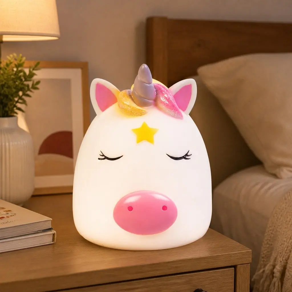 Unicorn Table Lamp Kids Bedroom Night Light Soft Warm LED Cosy Decorative