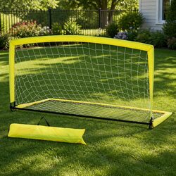 Portable Soccer Goal Net 2m Football Training Rebounder Yellow Lightweight
