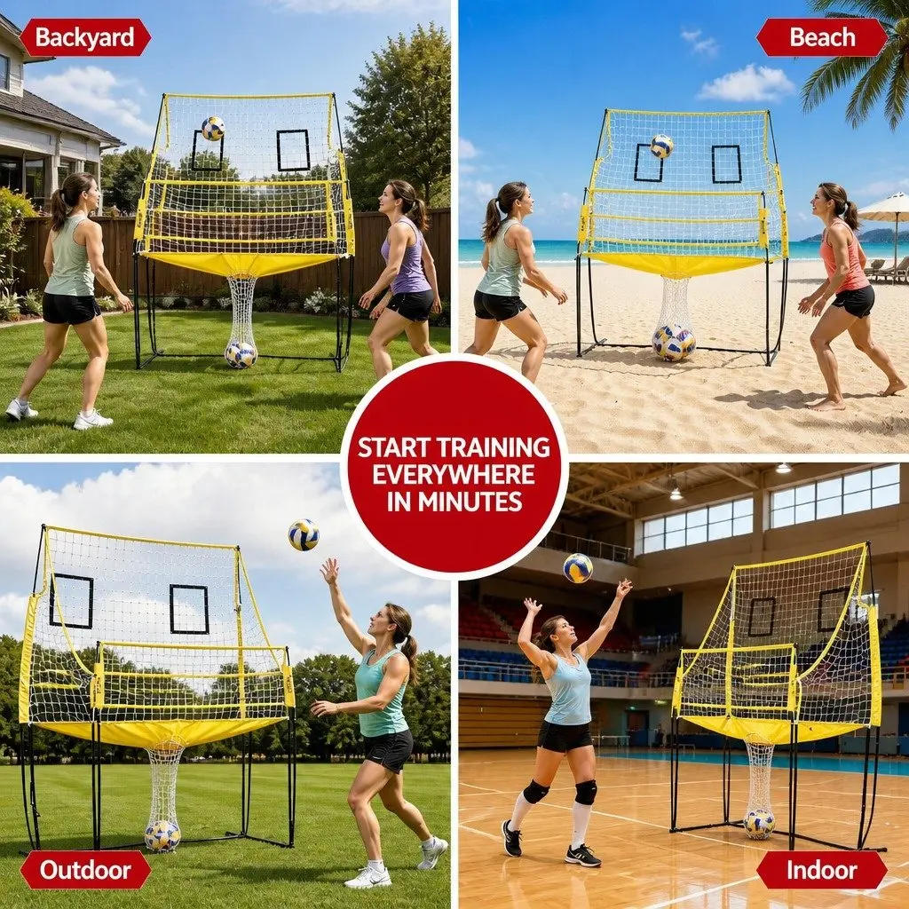 Volleyball Net Adjustable Height Portable Free-standing Green for Beach and Backyard Training