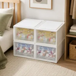 Storage Drawers Stackable Containers Large Capacity Organiser 4 Pack White