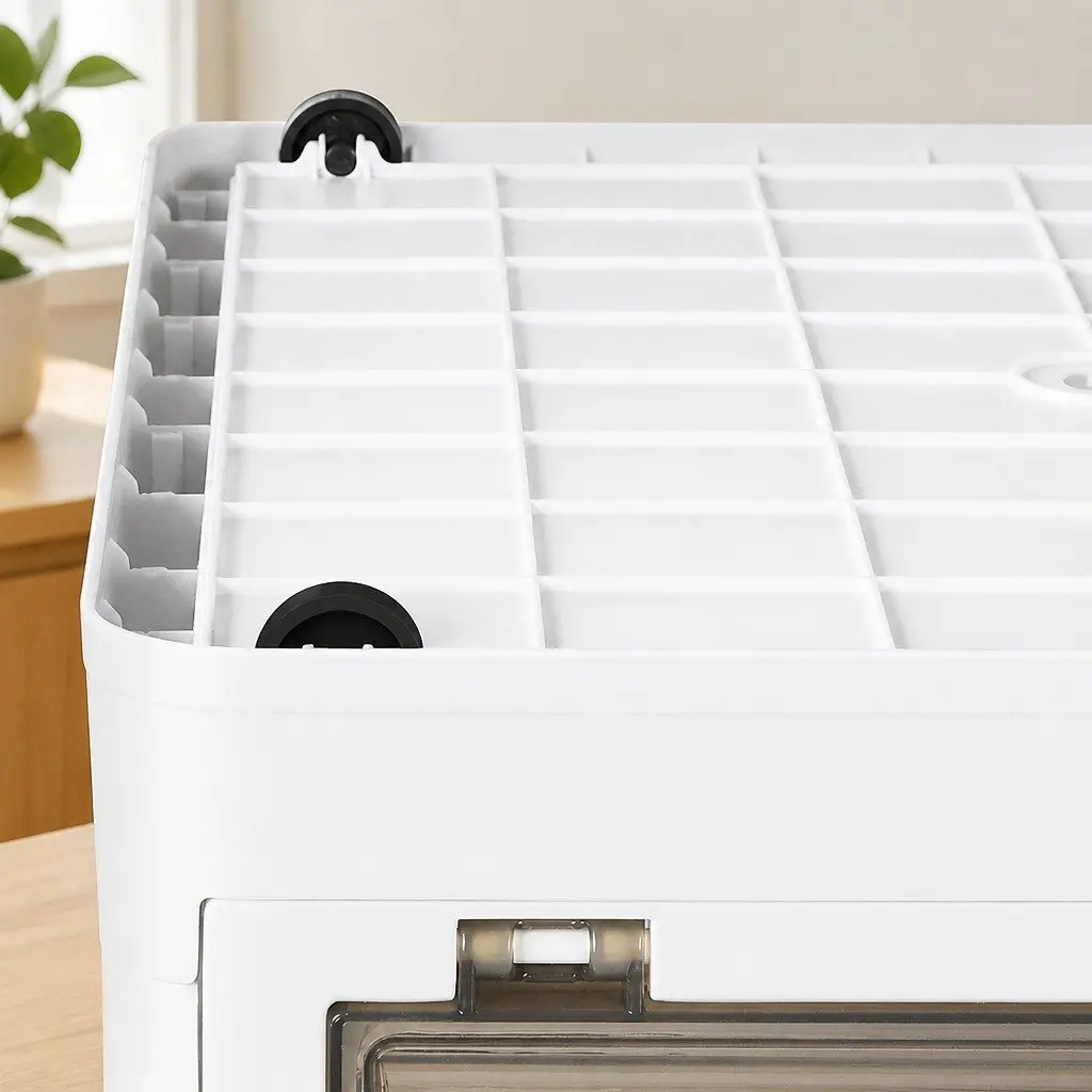Stackable Storage Box 55L Clear Plastic Organiser Foldable with Lid