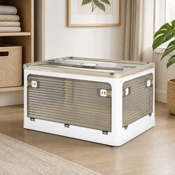 Stackable Storage Box with Lid Plastic Container Kids Clothes Organizer