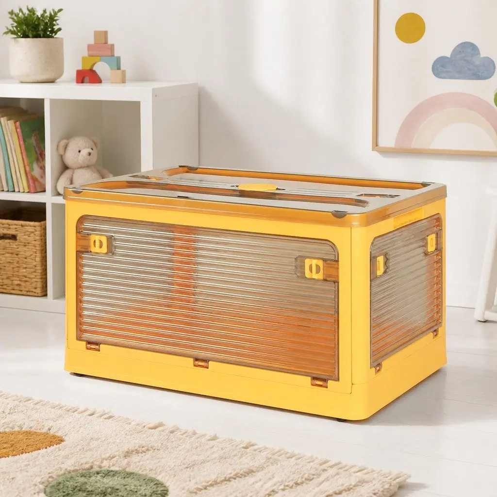 Stackable Storage Organiser Box Container with Lid Foldable Large Medium Plastic
