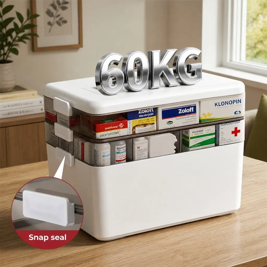 Medical Storage Box Three Layer Detachable Medicine Organiser Portable Case