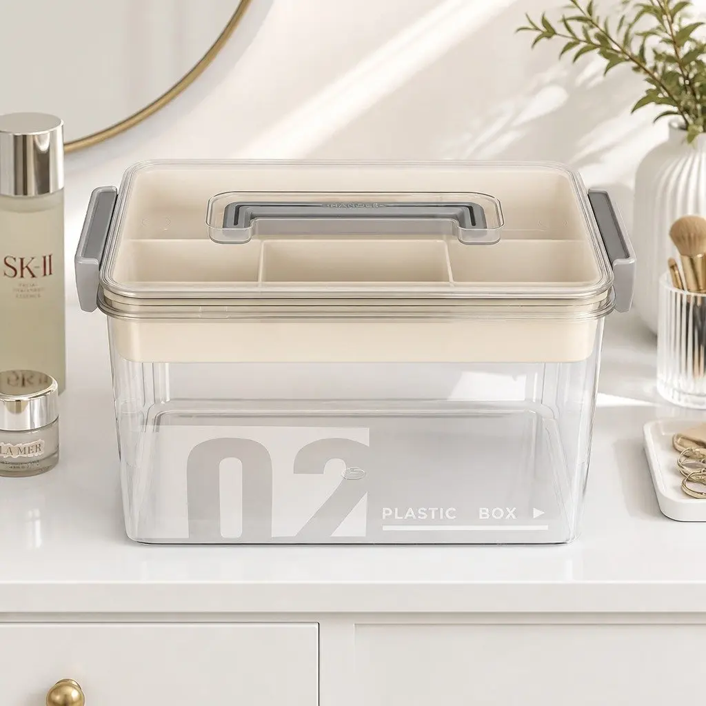 Medical Storage Box Dual Layer Transparent Organizer for Medications and Health Supplies