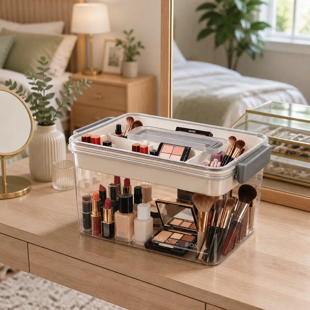 Medical Storage Box Dual Layer Transparent Organizer for Medications and Health Supplies