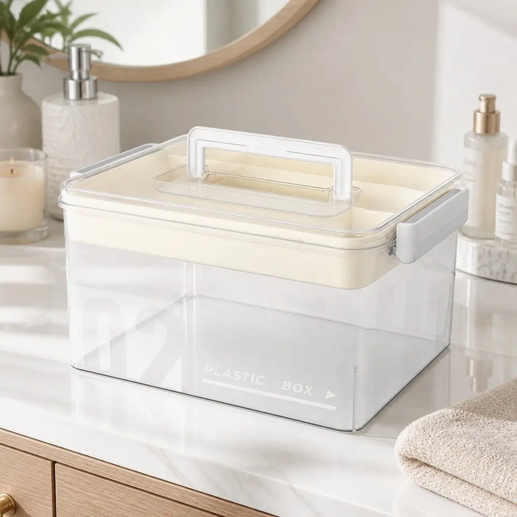 Medical Storage Box Dual Layer Transparent Organizer for Medications and Health Supplies