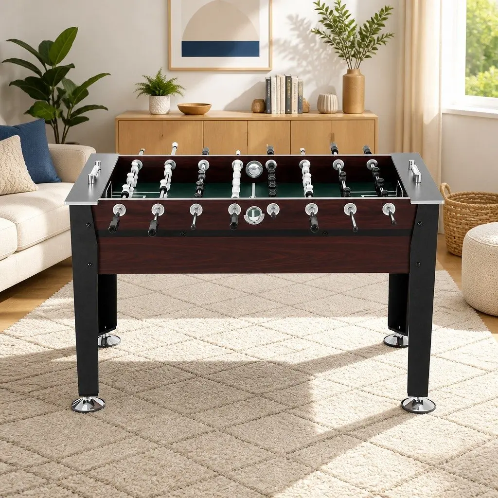 Foosball Soccer Table Indoor Game Set 5FT MDF Construction Pine Colour Family Fun