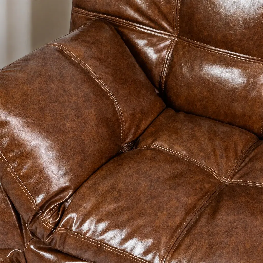 Sofa Bed Futon Recliner 3-Seater Convertible Lounge Sleeper Brown PU Leather