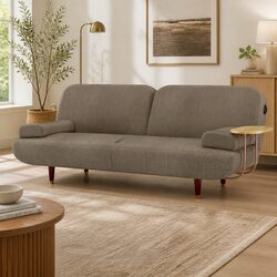 Convertible Sofa Bed 3 Seater USB Charging Port Adjustable Backrest Side Table