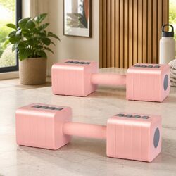Adjustable Dumbbell Set 2x5kg Pink Home Gym Training Weight Fitness Exercise
