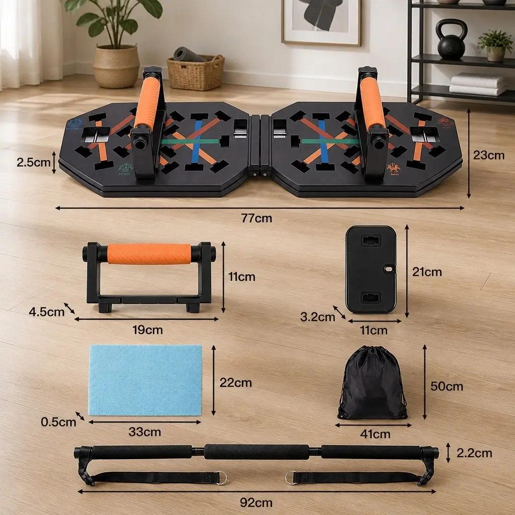 Push Up Board Multi-Grip Home Gym Fitness Equipment Foldable Black