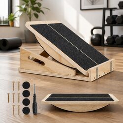 Wooden Slant Board 4-Level Adjustable Calf Stretcher Incline Ankle Stretch Home