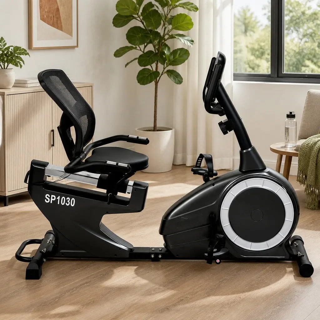 Recumbent Exercise Bike Low Impact Fitness Cardio Adjustable Resistance 16 Levels Black or Grey
