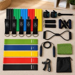 Resistance Bands Set 5 Loops Door Anchor Handles Leg Straps Jump Rope Hand