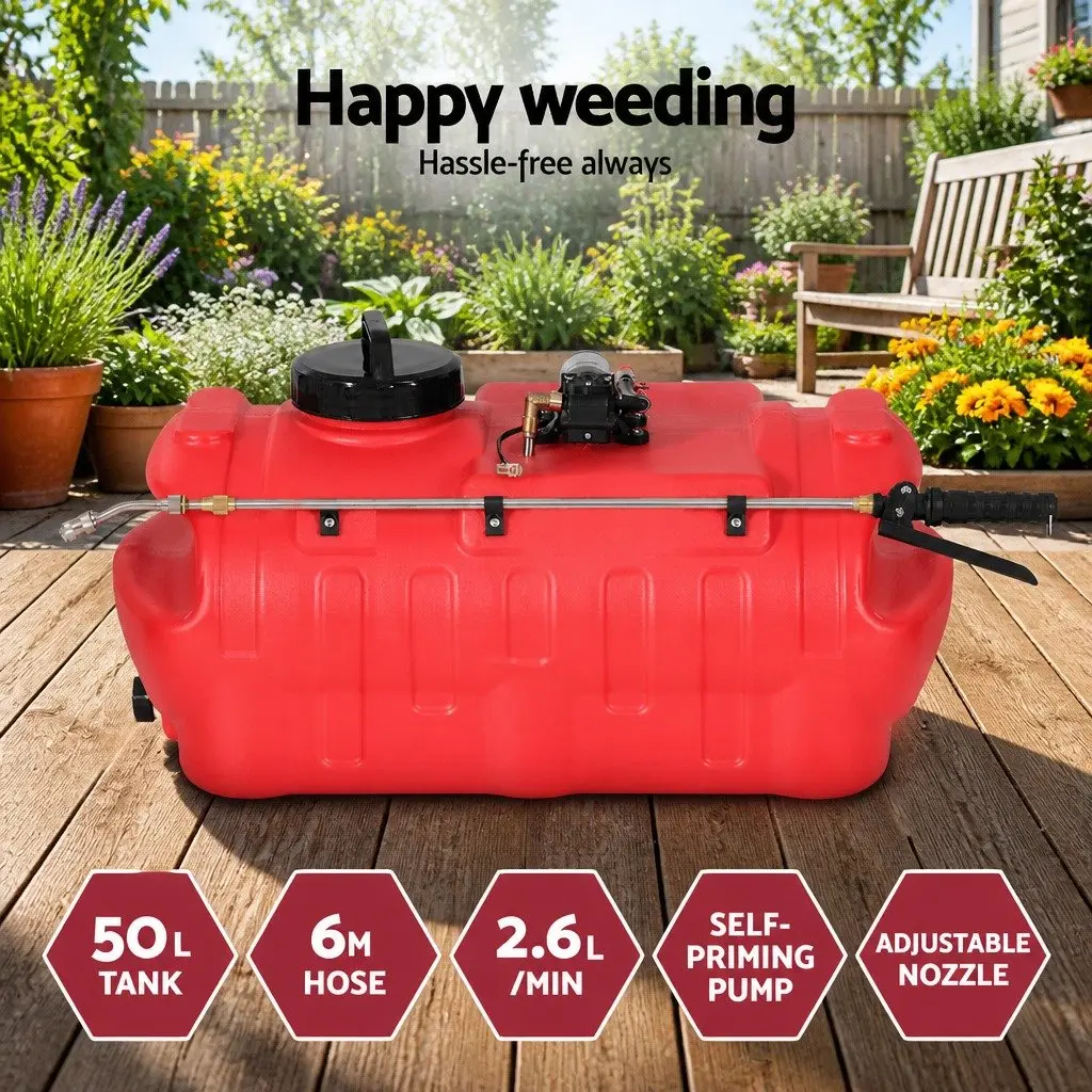50L ATV Weed Sprayer Pump Boom Spot Spray Tank Garden Quad Bike Herbicide Red