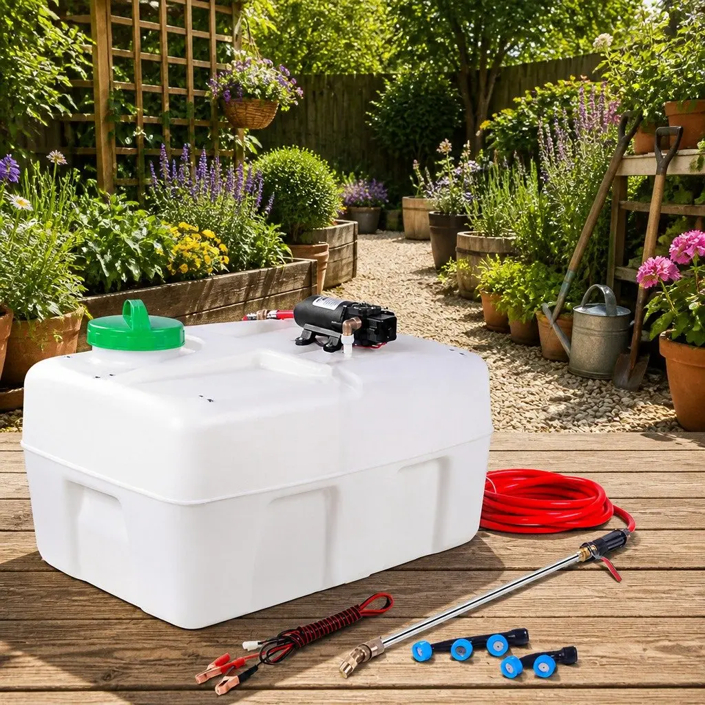 50L Weed Sprayer 12V Electric Pump Adjustable Spraying Tube Black